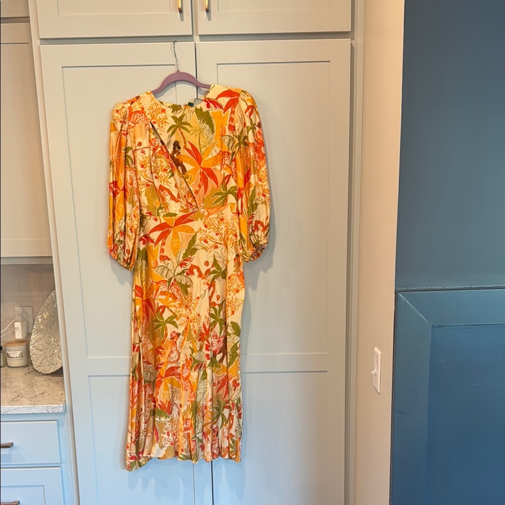 Farm Rio Sand Leopard Floral Midi Dress